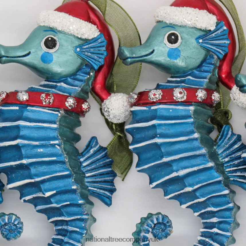 decoration | National Tree Company 4 Piece HGTV Home Collection Teal Seahorse Ornaments F2L4F528